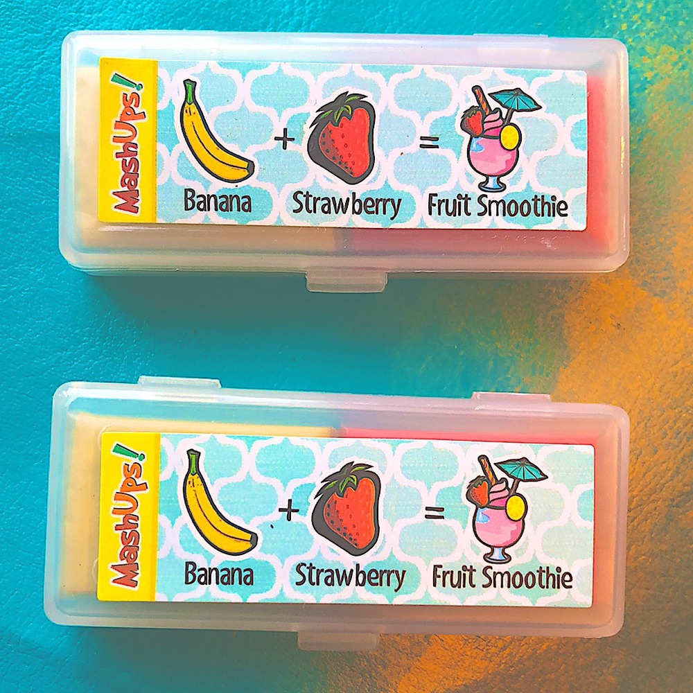 🍌🍓🍹 Smoothie Mashup Kneaded Erasers Scented NWT strawberry banana ADHD sensor